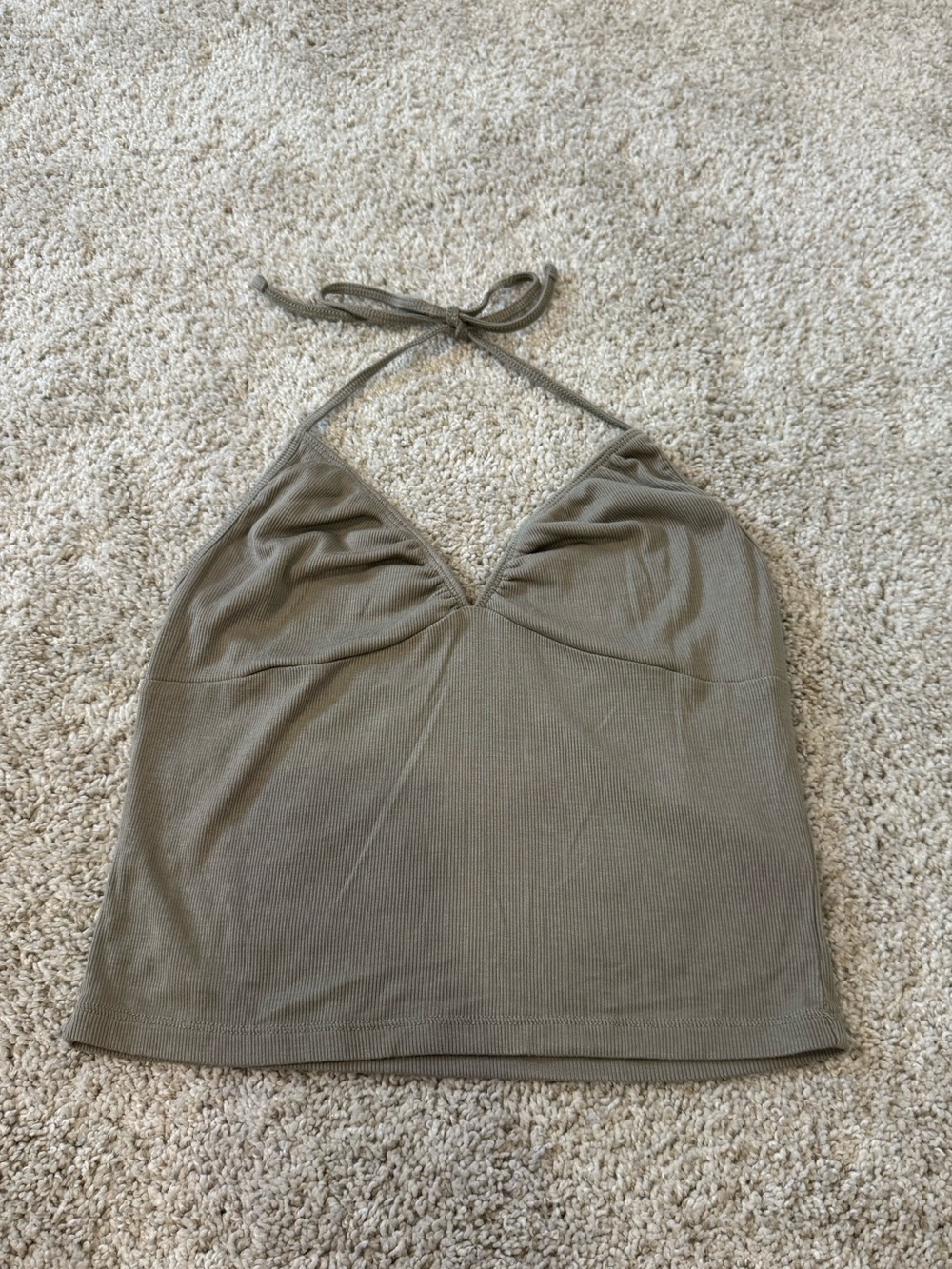 Sunday Best Olive Green Ribbed Halter Camisole